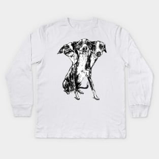 Three Headed Greyhound Cerberus Dog Kids Long Sleeve T-Shirt